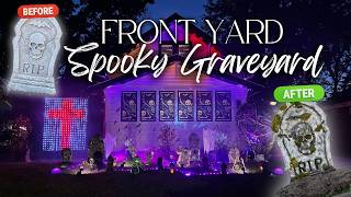 DIY Spooky Halloween Graveyard Decor | Budget Tombstone Hacks & Outdoor Setup