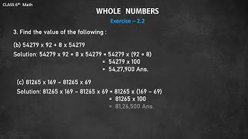 Class 6th - Mathematics - Chapter - 2 Whole Numbers Part - 2, Exercise 2.2 Complete