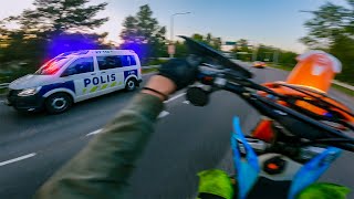 ILLEGAL Supermoto WILDOUT + POLICE GETAWAY