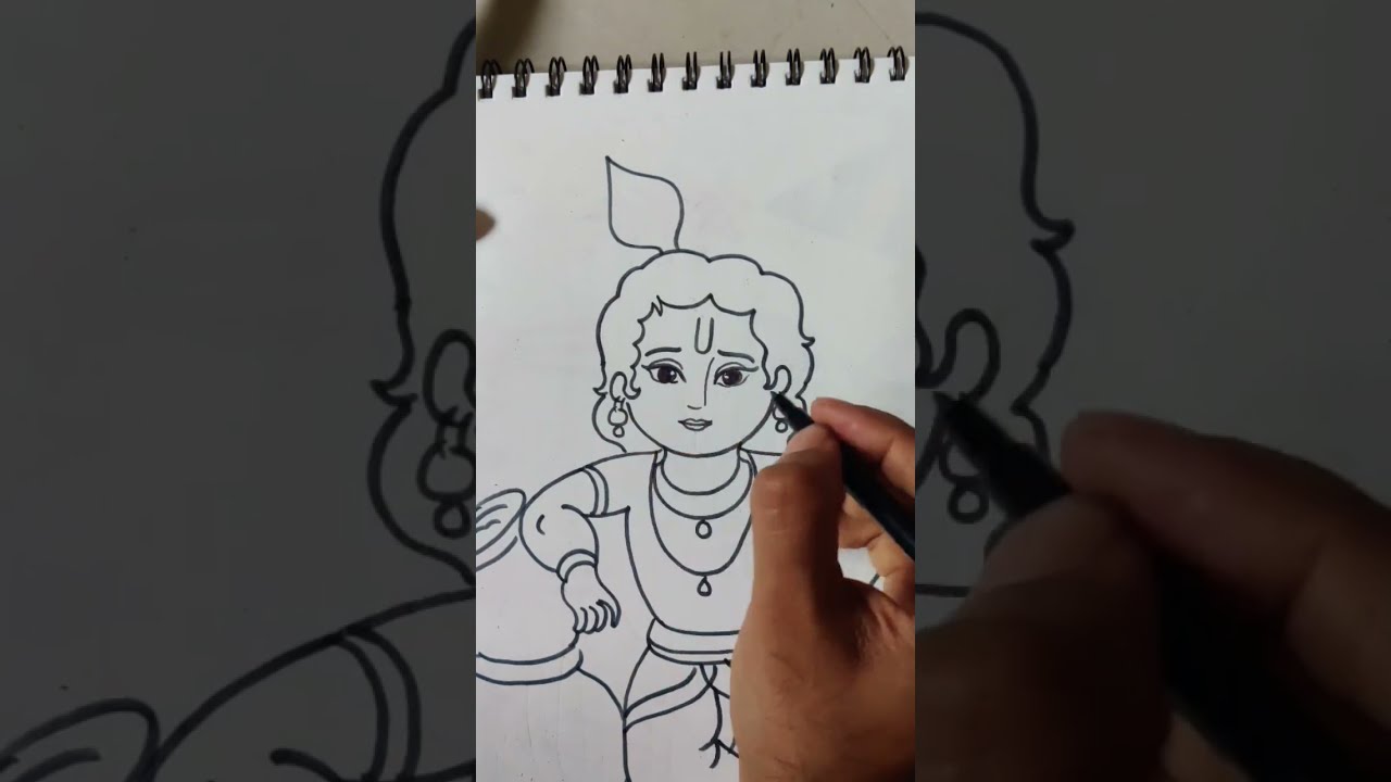 Little Krishna easy drawing | drawing | Janmaashtami special drawing.  Little Krishna drawing easy | By Drawing BookFacebook