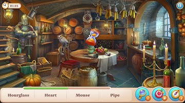 Manor Matters Hidden Objects Wine Cellar Pass HD | teapot, scales, scroll, pipe, pennants, star, mug
