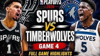 Timberwolves vs Spurs Game 4 Highlights | Crazy Clutch Plays &amp; Best Moments