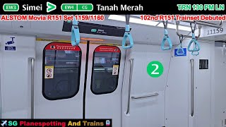 [102nd Debut] SMRT EWL ALSTOM Movia R151 Set 1159/1160 [One Stop Ride Westbound]