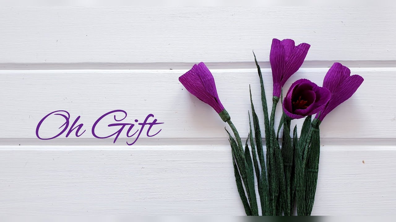 How To Make Saffron Crocus Paper Flower From Crepe Paper - Oh Gift DIY