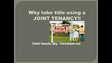 What is Joint Tenancy in real estate?? Joint Tenants explained...