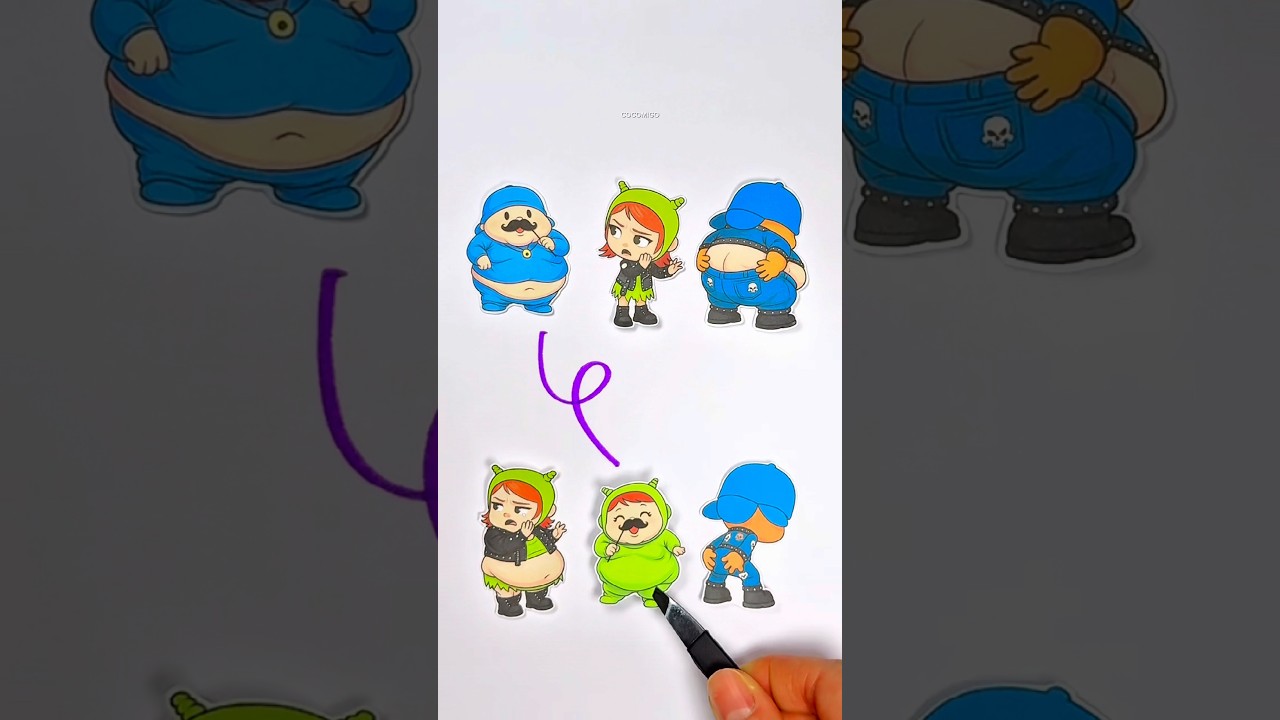 Fat version Line Art Unboxing Niddle Pop Pocoyo Nina Couple Challenge #youtube #video #shorts #meme