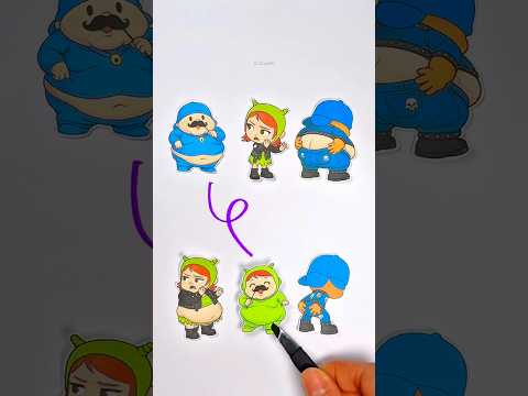 Fat version Line Art Unboxing Niddle Pop Pocoyo Nina Couple Challenge #youtube #video #shorts #meme