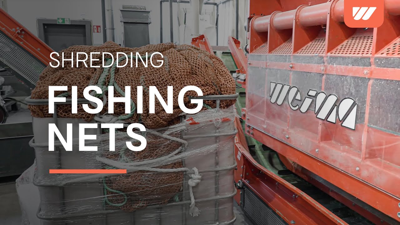 Fishing nets shredding with a WEIMA W5.18 industrial shredder YouTube