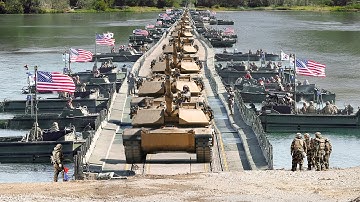 How NATO Troops Build Giant Floating Bridge in 5 Minutes to Cross River with Tanks