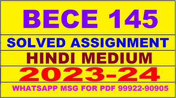 bece 145 solved assignment 2023-24 | bece 145 solved assignment in hindi 2024 | bece 145 2024
