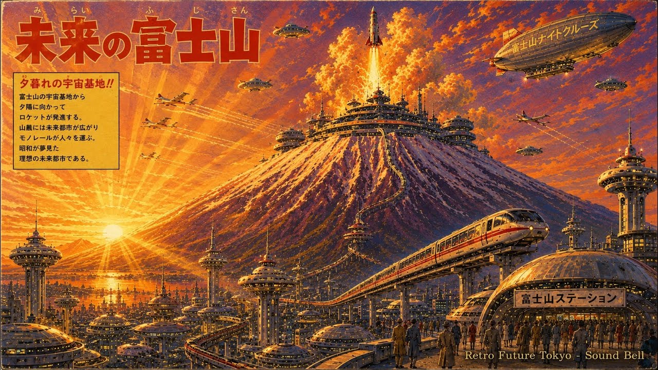 飛べ今すぐ　芸術作品 Future Mt. Fuji Spaceport | 昭和が夢見た未来の富士山宇宙港 Retro