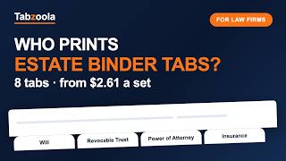 Who Prints Estate Planning Binder Tabs Your Firm's Sections, Priced | Tabzoola