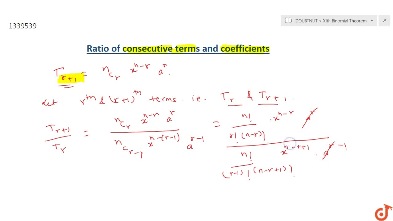Ratio of Consecutive Terms & coefficients .