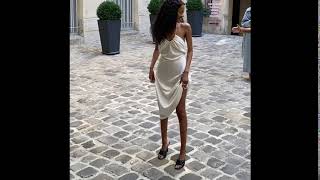 Our Satin Kiba Dress In Off White.
