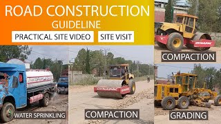 Road Subbase Grading, Water Sprinkling and Compaction #construction #road