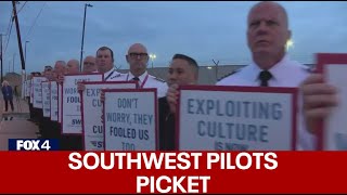 Southwest pilots picket outside company's headquarters