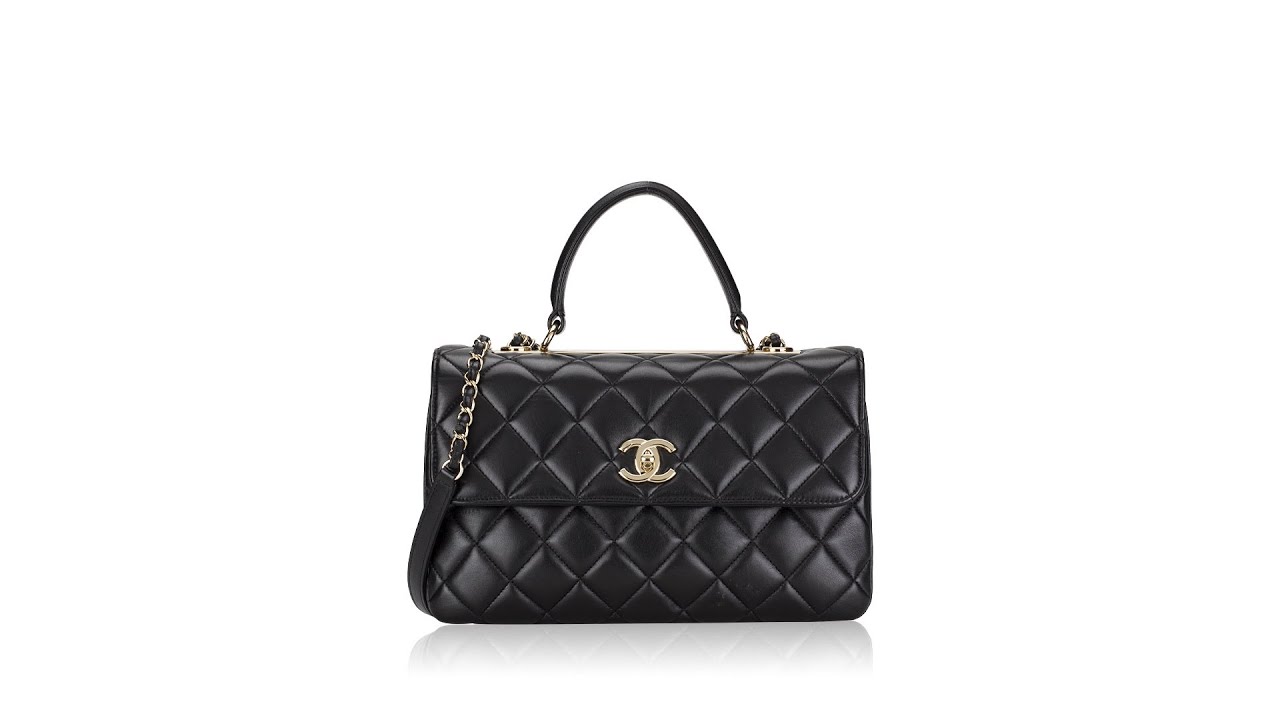 CHANEL Lambskin Quilted Medium Trendy CC Flap Dual Handle Bag Black 1305155