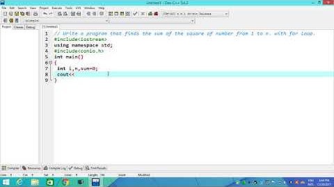 Write a program that finds the sum of the square of number from 1 to n  with for loop