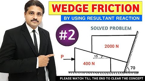 WEDGE FRICTION SOLVED PROBLEM 2 IN ENGINEERING MECHANICS IN HINDI @TIKLESACADEMYOFMATHS
