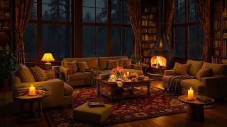 Cozy Room Ambience 🔥 Slow Jazz with Crackling Fireplace & Soft Rain Sounds for Relaxing, Sleeping screenshot 4