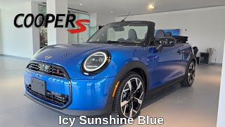 NEW ARRIVAL! 2025 MINI Cooper S Convertible Icy Sunshine Blue on Black/Blue #mini #coopers #f67