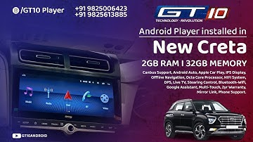 GT 10 Car Android Player installed in New Creta