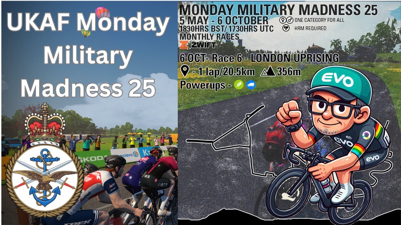 Zwift Racing Army Cycling Race 6 – Monday Military Madness UKAF - London Uprising -P/U Feather/Draft