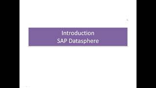 SAP Datasphere - Overview