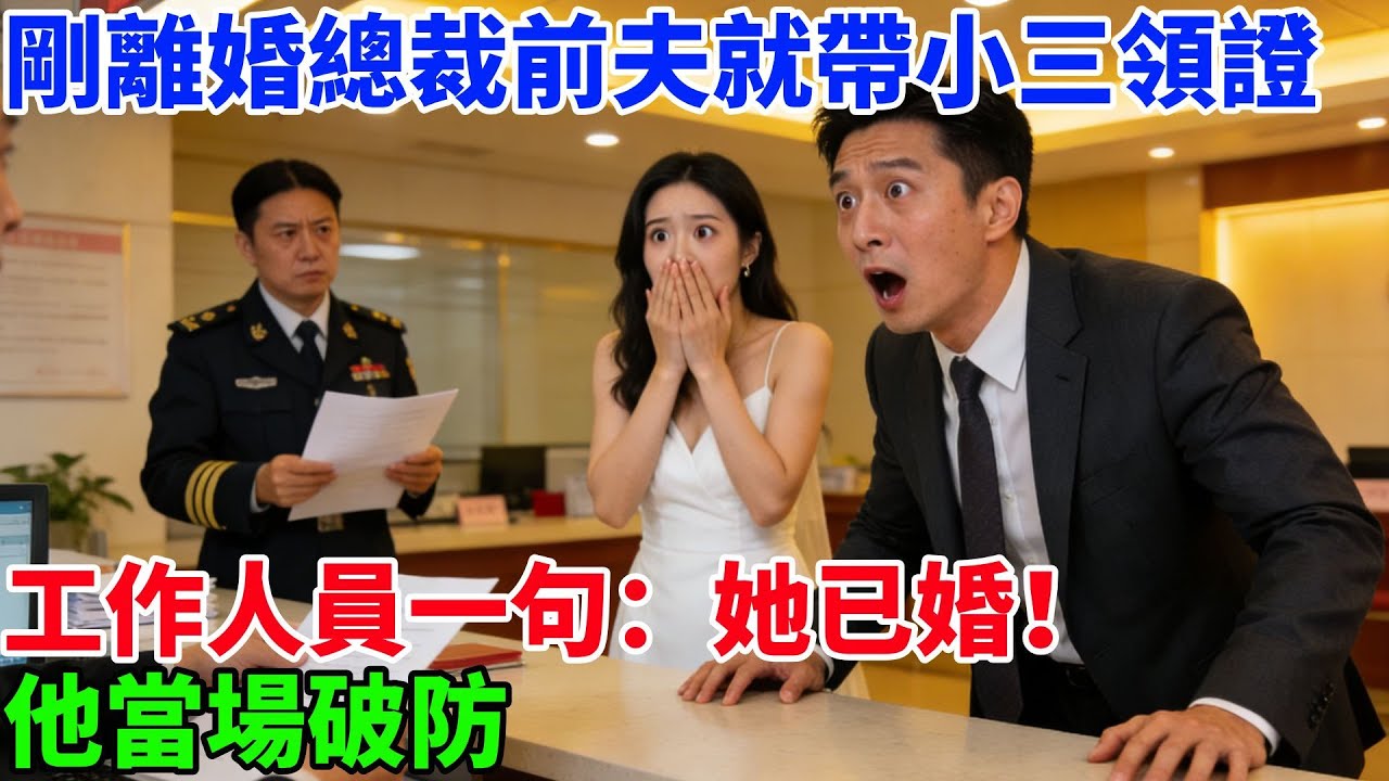 剛離婚總裁前夫就帶小三領證，工作人員一句：她已婚！他當場破防#故事頻道#情感故事#家庭故事#婆媳