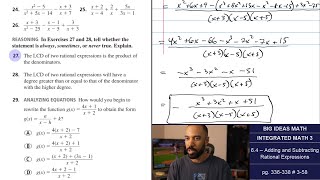 Big Ideas Math [IM3]: 6.4 - Adding and Subtracting Rational Expressions (Lecture & Problem Set)