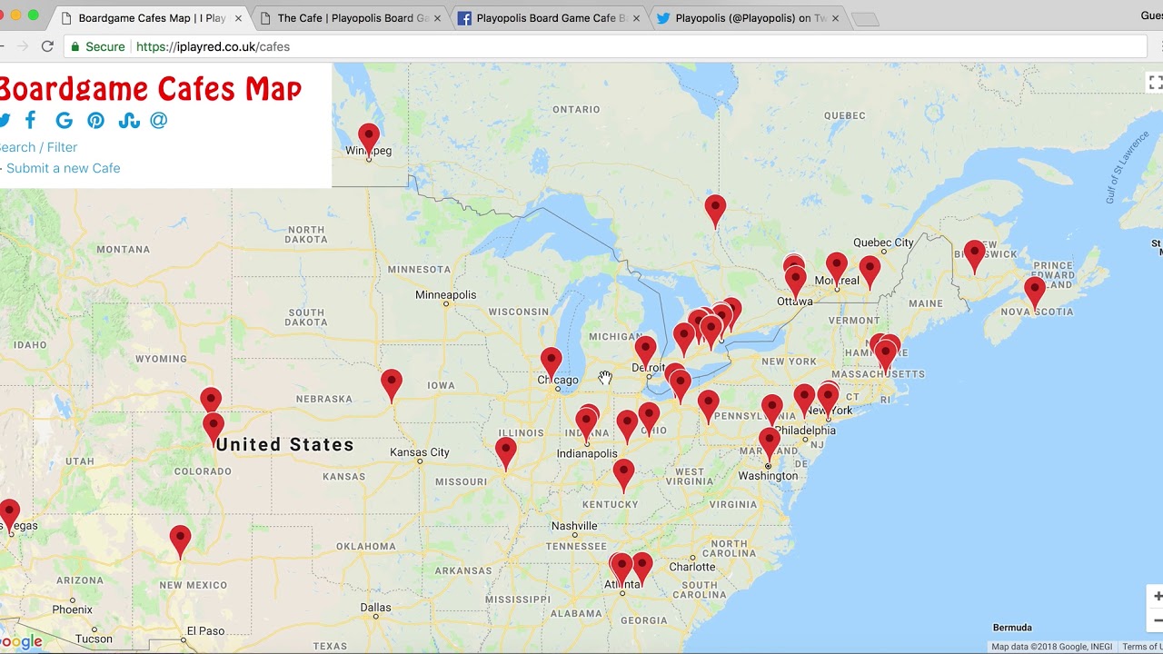 Boardgame Cafe Map - I Play Red