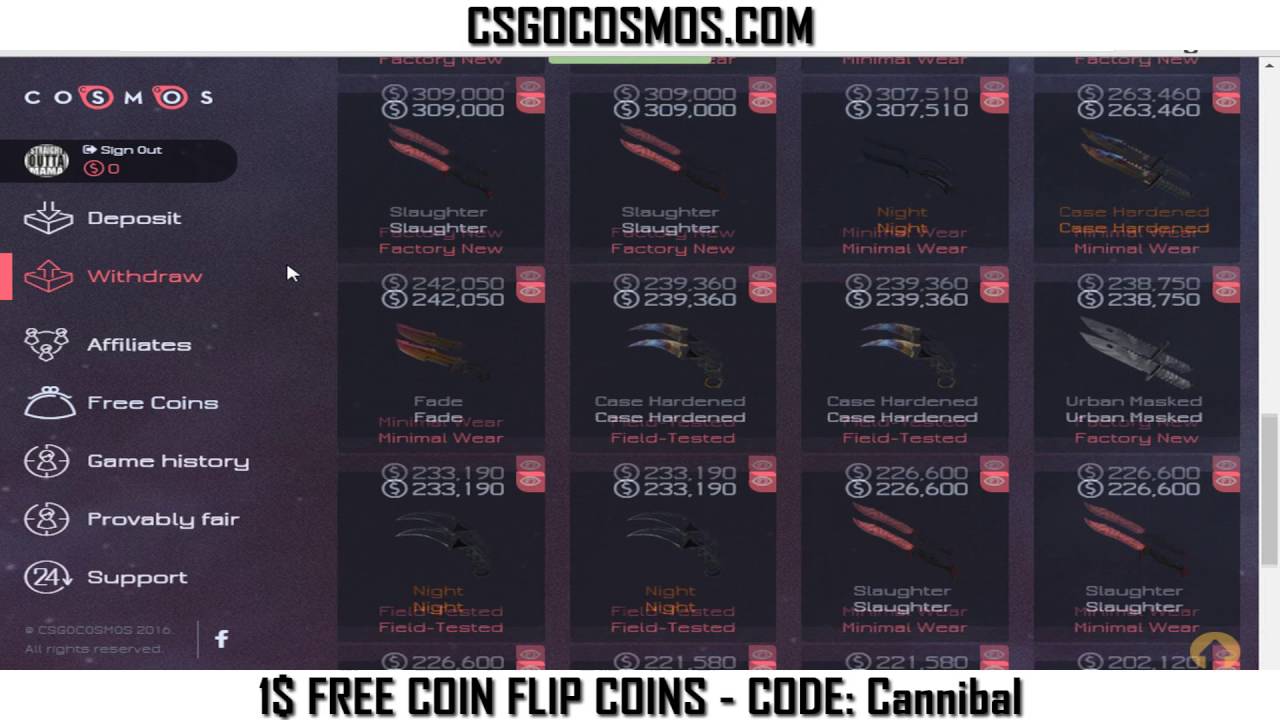1$ FREE COIN FLIP COINS - csgocosmos.com - YouTube