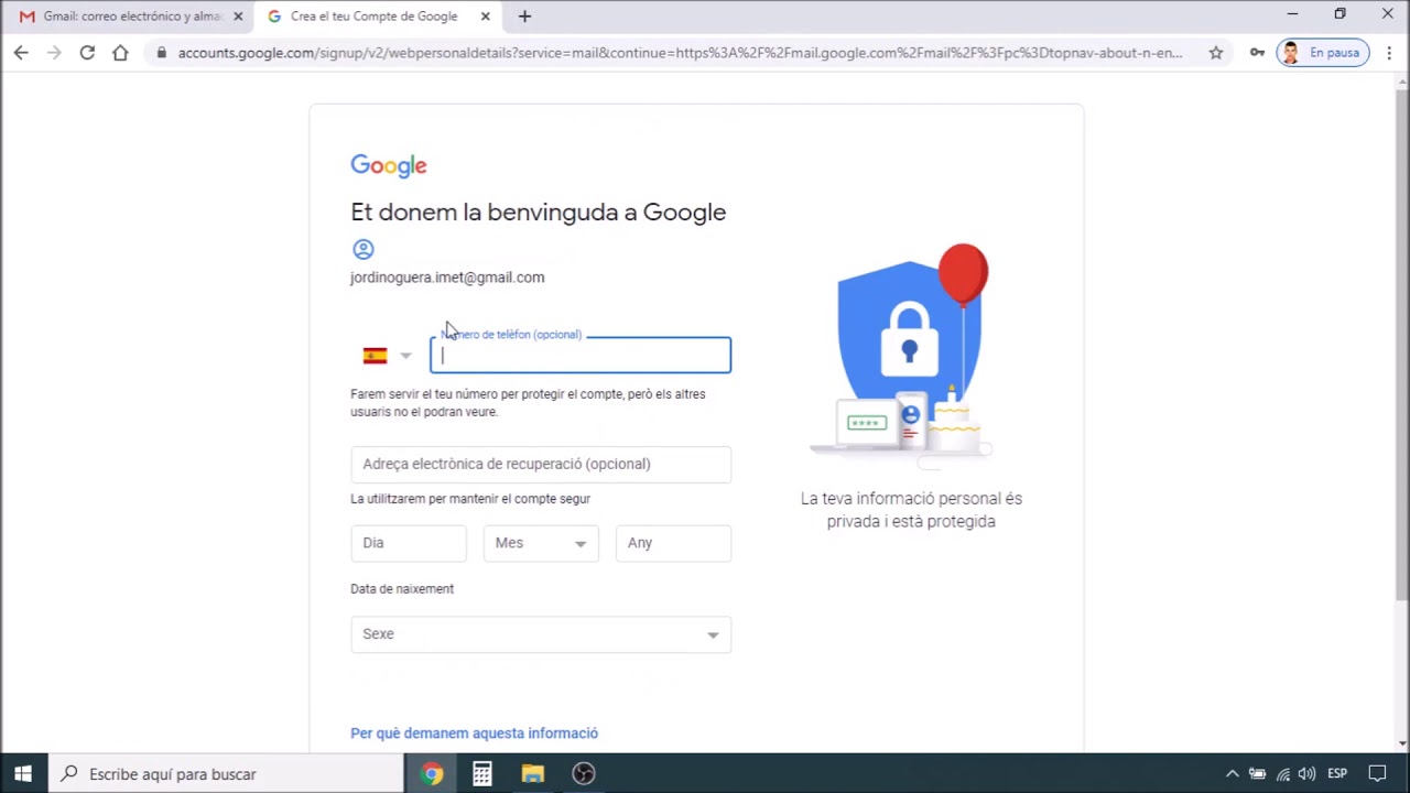 V1 Crear cuenta Gmail 