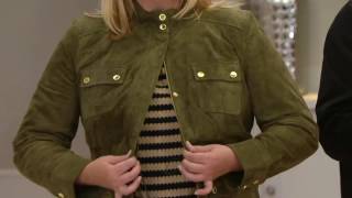 Isaac Mizrahi Live! Suede Zip Front Utility Jacket on QVC