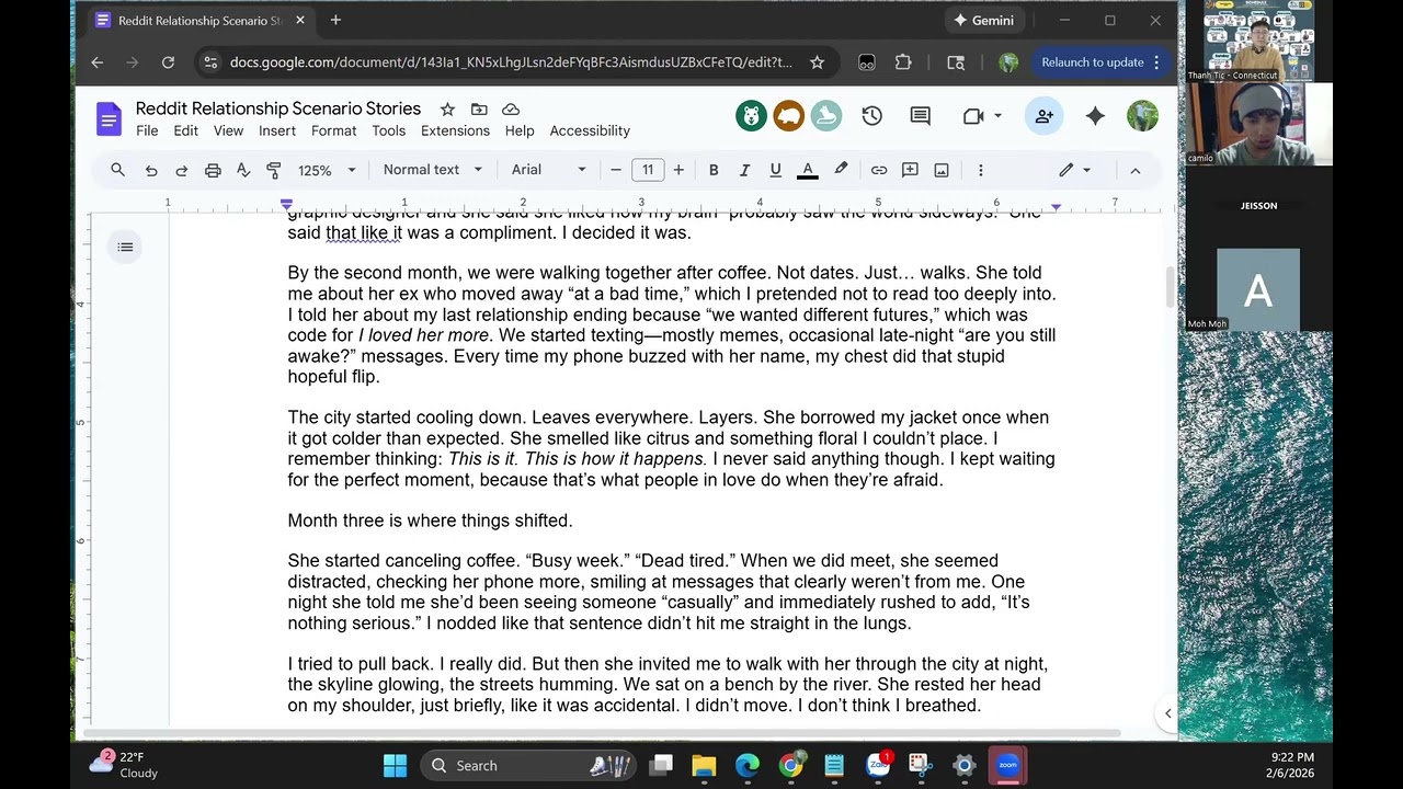 Thanh's Meeting: 2026/02/06 - Relationship Scenarios (Reddit-esque stories commentaries)