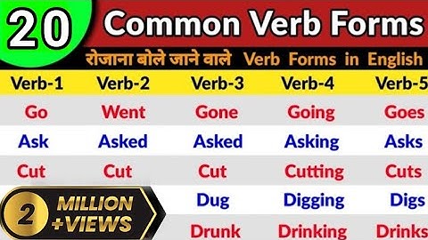20 COMMON VERBS  | Verb Forms in English V1 V2 V3 V4 V5 Verbs List | Forms of verb v1 v2 v3 v4 v5