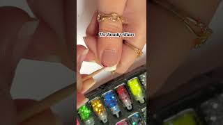 💅💕Easy french tip nail art with glitter link in description #nailart2023 #shorts #youtubeshorts