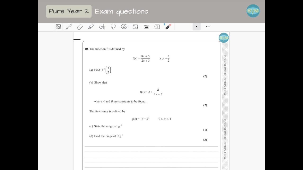 A Level maths June 2022 Question 10 Paper 1 Edexcel - YouTube