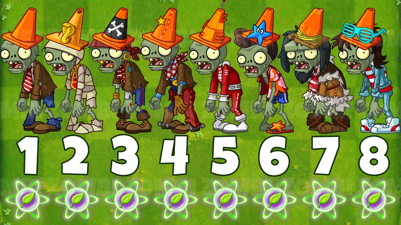 PvZ 2 All Plants With 1 Plant Food VS 8 Conehead Zombie Who Will Win