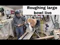 Roughing a large maple bowl