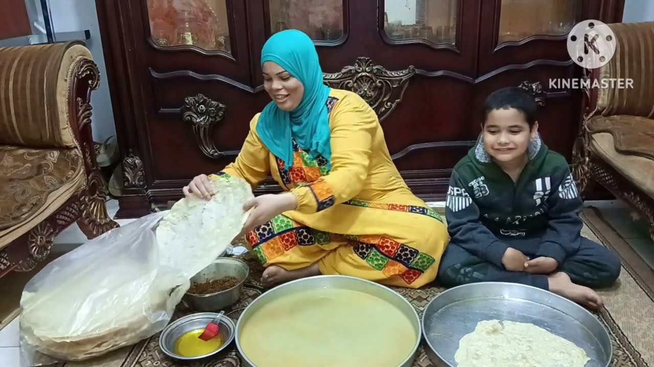 خير زمان والبركه الرقاق باالشربه واللحمه المفرومه ودكر البط ٦كيلو علي مائده فطارنا النهارده في رمضان