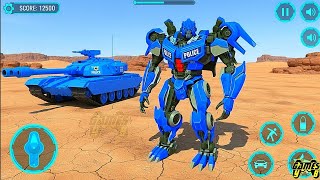 Blue Police Tank Robot Multiple Transform: Tank Transformer Wars Game 2026 - Android Gameplay