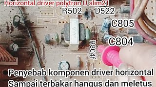 Penyebab Rangkaian driver horizontal tv polytron slim terbakar dan meletus//cari penyebabnya