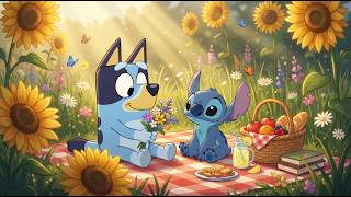 Bluey & Stitch Tuesday Summer Sunflower Picnic 🌻 Chill Lofi Beats for Study & Work ☀️ Peacefull Day