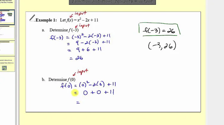 Evaluating Functions Using Function Notation (L9.3)