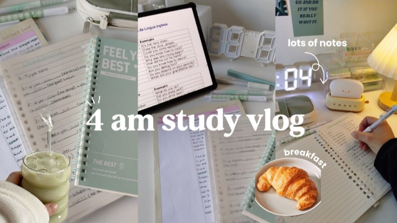 STUDY VLOG 🌱 | 4 AM study vlog, full day study routine, early mornings ...