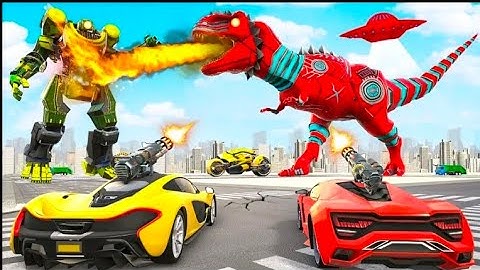 Dino Robot Monster Car Transform Action Shooting Game - Android GamePlay