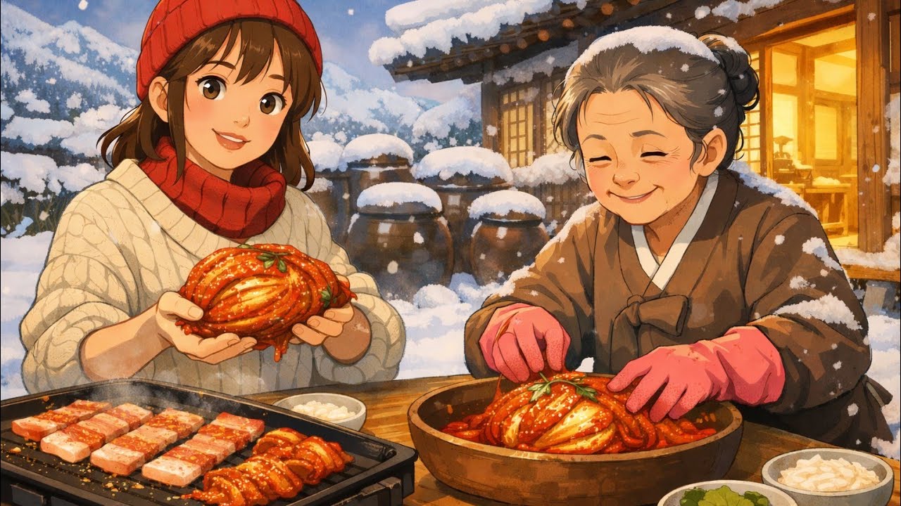 Winter Comfort in a Ghibli-Inspired Village | Cozy Food Animation