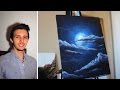 How to paint a Stars, a Moon, and Clouds in a night sky. A basic speed painting tutorial