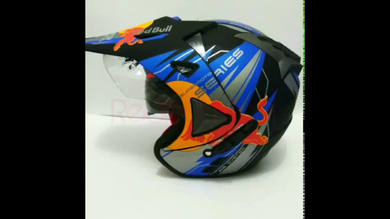 Helm Semi Cross Jpr Supermoto Motif Roadbull Black Dof Youtube